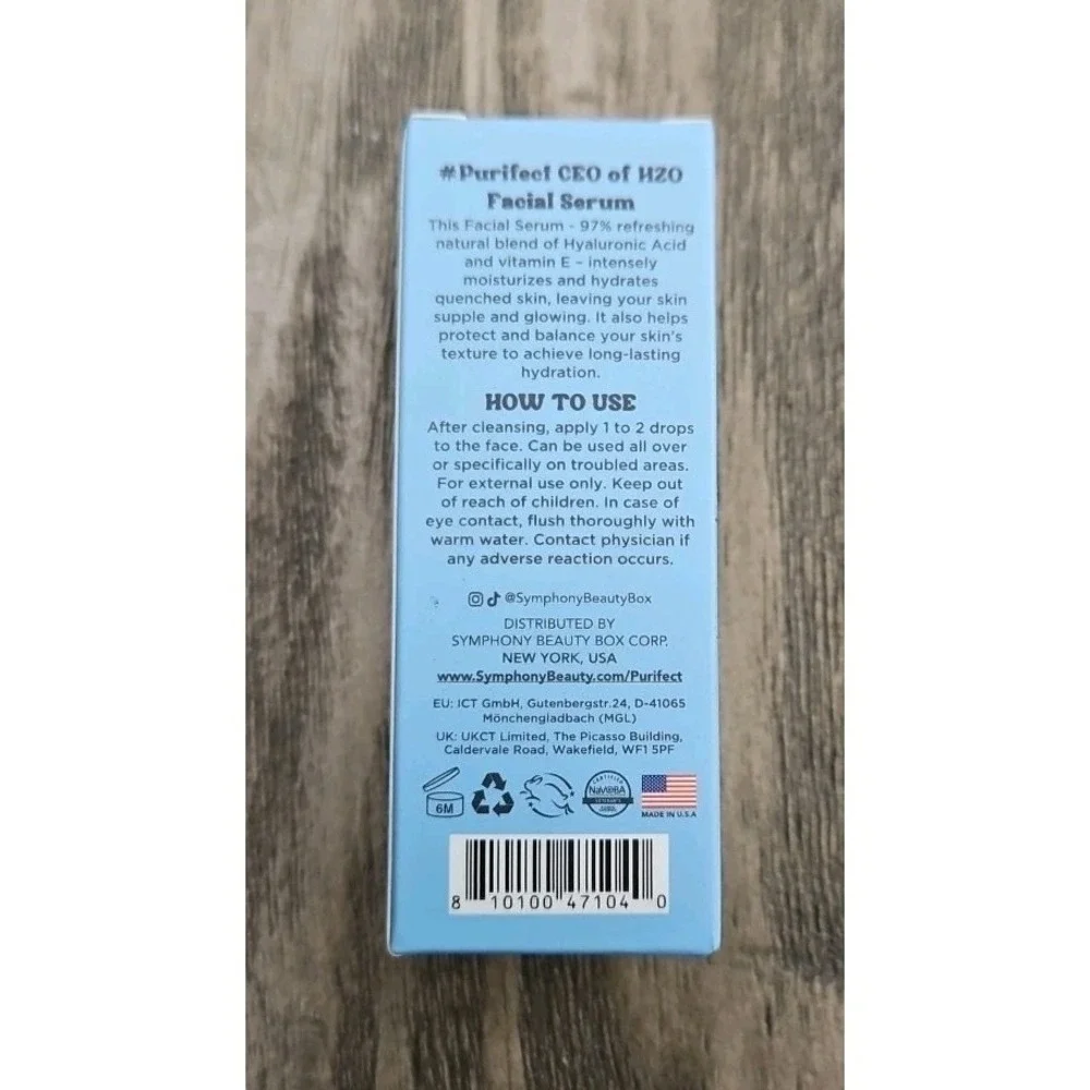 2X PURIFECT CEO of H2O Hyaluronic Acid Facial Serum 97% Natural Face Moisturizer